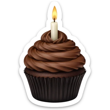 Black cupcake and one candle sticker