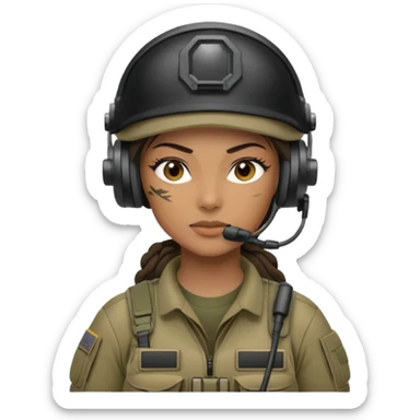 female special operations communications operator with combat gear head only sticker