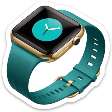 a teal fitbit band and an black apple watch lying flat in the style of an ios emoji  sticker