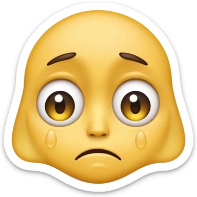 Create a sad face, big eyes, sad crying with tears, regular emoji, yellow face, big eyes, circular shape emoji sticker