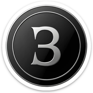 Emoji icon of a metal coin with engraved letter 8, minimalist style, isolated, only black color sticker