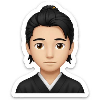 homme cheveux noir long attaché sans cheveux dépassant  16 ans, un peu bronzé sticker