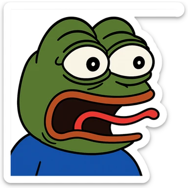 pepe the frog with a shocked expression sticker