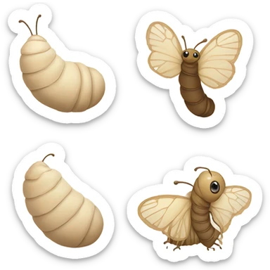 A caterpillar turning into a cocoon that turns into a butterfly- beige  sticker