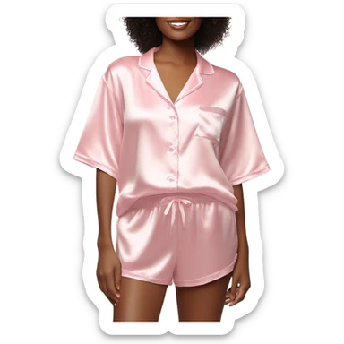 satin light pink short pjs sticker