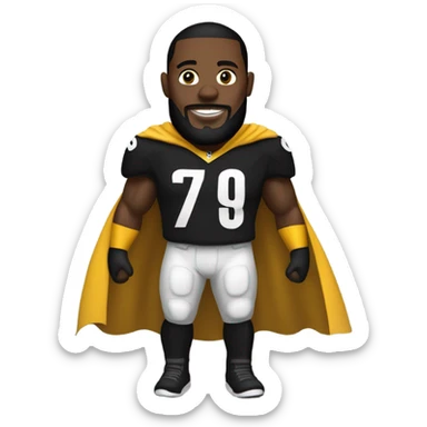 Pittsburgh Steelers player in uniform with black cape. sticker