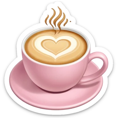 Coffee with a latte art heart in soft pink, beige and yellow pastel colors sticker