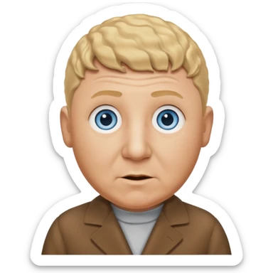 Curly Howard from the Three Stooges with blue eyes, blonde hair, brown outfit sticker