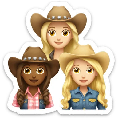 Two blonde cowgirls and one brunette cowgirl sticker
