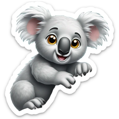 Cute fluffy koala rock climbing sticker