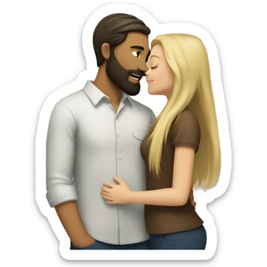 Brunette guy with beard kissing blond girl with long hair sticker