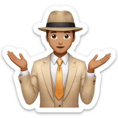 Glowing masculine energy with integrated fashion accessories like hat and tie, ethereal style inspiration, flowing aura sticker