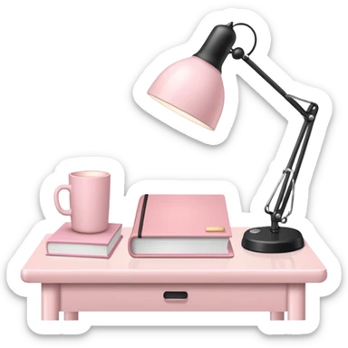 Light Pale Pink office with Light Pale Pink book and Light Pale Pink Desk lamp sticker