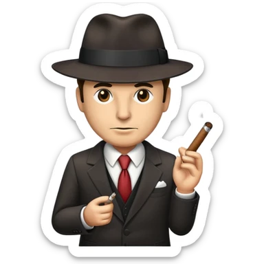 mafia boss with suit, fedora hat and cigar sticker