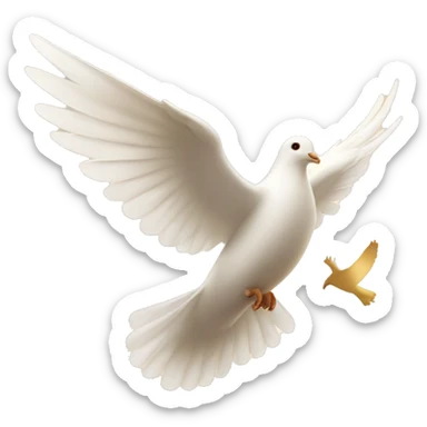 Flying white dove in golden light  sticker