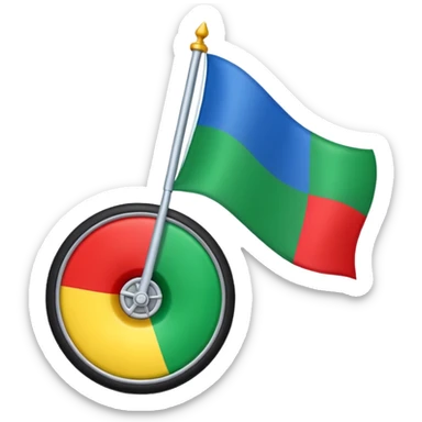 Emoji drapeau moitié à la verticale bleu en haut vert en bas avec une roue rouge au millieu  roue en plein millieu du drapeau bleu à la. Moitié de en heut et vert à la moitié de en bas sticker