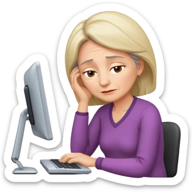 A 55-year-old woman really tired while she is working sticker