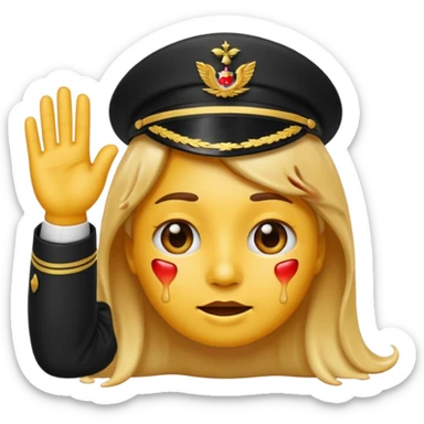 emoji of a face both saluting and melting, with clear elements from saluting face and melting face, apple emoji style sticker