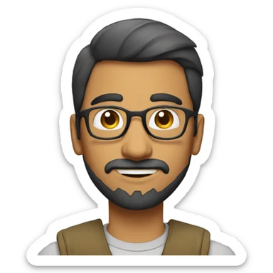 fair tall lanky nerdy indian dude with a sparse goatee sticker