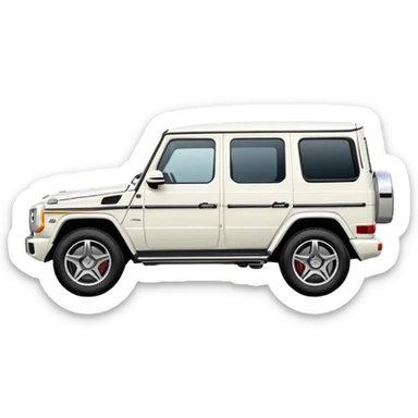 Mercedes G-Class SUV side view white color, in the style of Apple emoji sport utility vehicle, rounded, cartoonish, glossy, simple details sticker