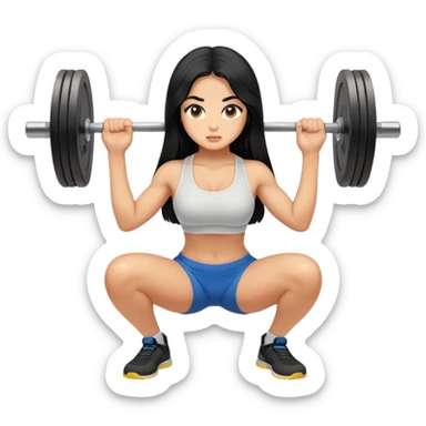 Larina girl with long black hair squatting weight sticker