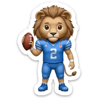 blue color lion wearing american football jersey sticker