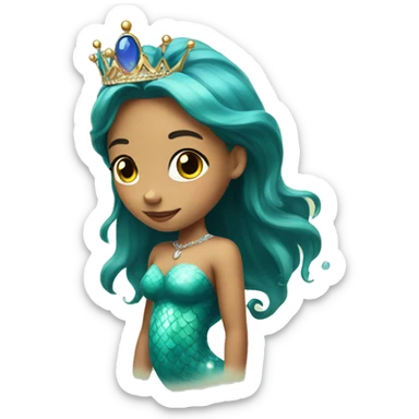 girl with crown indoors mermaid sticker