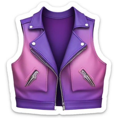 Realistic isolated pastel pink ,royal purple,magenta and pastel purple ombre crop top zippered leather vest. sticker
