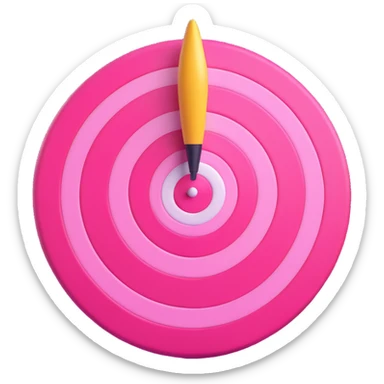 pink bullseye, 3D style, soft shading, realistic depth sticker