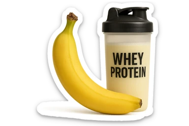banana e shaker di whey protein
vista frontale, iperrealistico 4k sticker