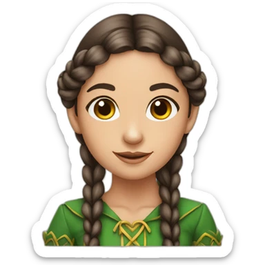 Beautiful brunette elf girl with braids sticker