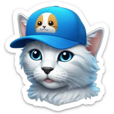 blue kawaï comics styled cat wearing a trucker cap sticker