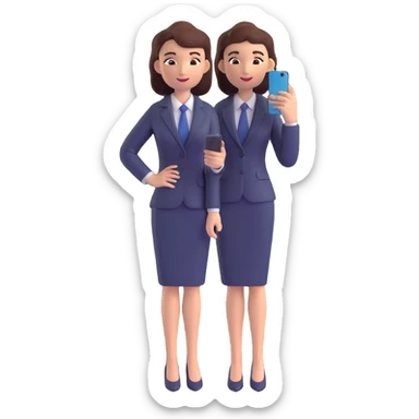 3D illustration of a professional woman using a phone, business attire, confident pose, modern style sticker