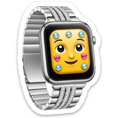 Crie um relógio de pulso prateado cravejado de diamantes brilhantes sticker
