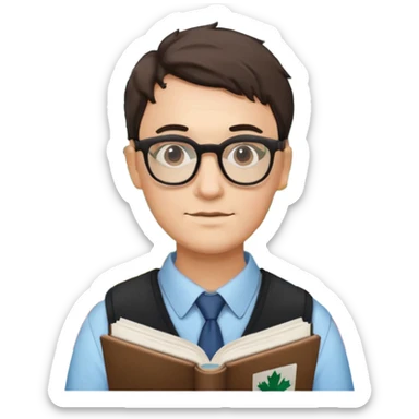 A man studying with a map of Canada in the background sticker