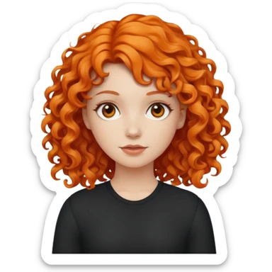 A white girl with orange curly hair sticker