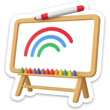 Remove the hand from the whiteboard with colorful markers, keep the board and drawing, in emoji style, with no background. sticker