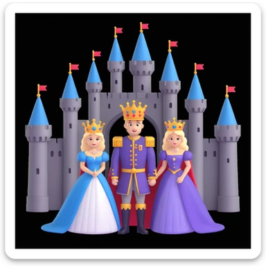 king and queen posing, castle background sticker
