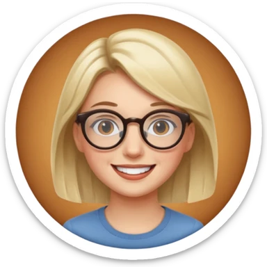 une personne joli de face avec des detail et des accessoires /lunettes dans un rond  sticker