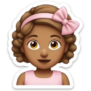 Tan girl with brown hair wearing a baby pink headband  sticker