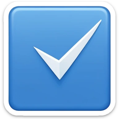 Make Make a symbol with a tilted blue colored square with a tick mark inside it in the middle. Make the edge of the square sharp. Make it normal tilt square and normal tick in the middle sticker