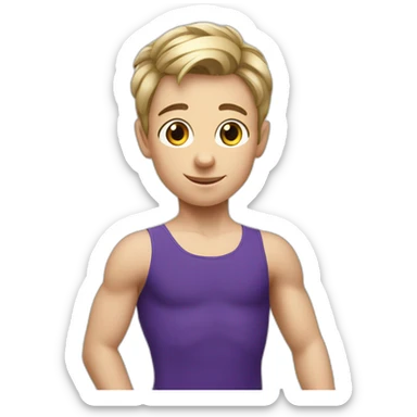sporty European boy in gymnast leotard sticker