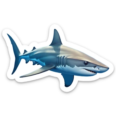 Cinematic Noble Hammerhead Shark Portrait Emoji, Poised and regal, with a broad, flattened hammer-shaped head, wide-set eyes, and a streamlined, powerful body gliding through deep blue waters, Simplified yet sharp and sophisticated features, highly detailed, glowing with a cool, oceanic luminescence, high shine, intelligent and commanding, stylized with an air of marine authority, focused and vigilant, soft glowing outline, capturing the essence of a watchful and confident predator that appears ready to glide out of the screen with effortless power! sticker