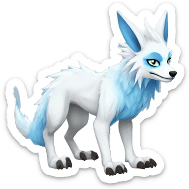 Cute Protogen-vernid-sergal-wickerbeast-fantasy-animal-fursona griffsnuff & LiLaiRa & Falvie full body white and light blue fur sticker