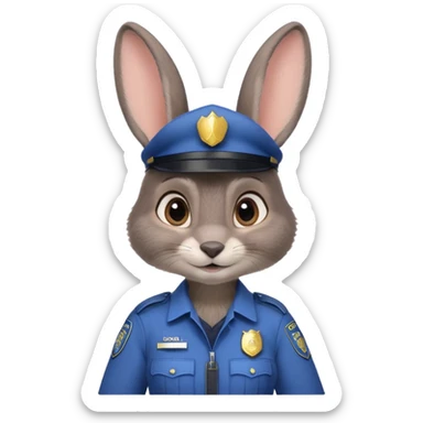 Judy Hopps with big ears (gray female rabbit with a police suit, without a cap) from the Zootopia Disney movie sticker