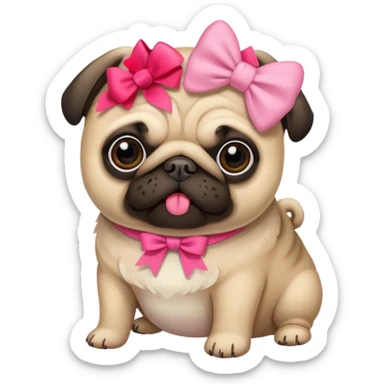 Pug with a pink bow sticker