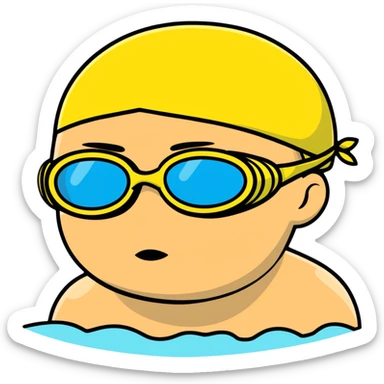 swimmer with goggles and swim cap sticker