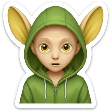 Aliens Dark yellow, hoodie, long big ears sticker