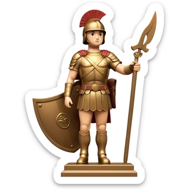 Cinematic Realistic Roman Soldier Statue at Botero Square Landmark Emoji, depicted as a striking, larger-than-life sculpture rendered with rich detail and dynamic, urban lighting. sticker