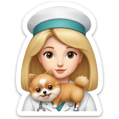 veterinary nurse with lulu pomeranian sticker